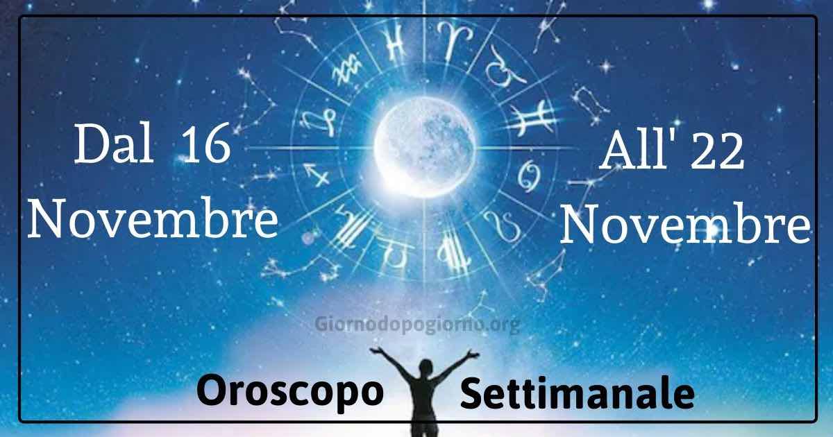Oroscopo settimana dal 16 all'22 novembre 2020